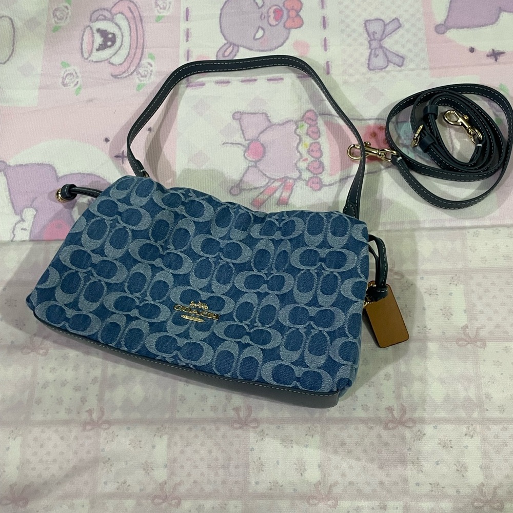 Coach Denim Signature Crossbody Bag - Blue
